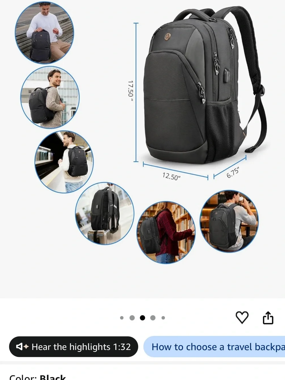 SwissGear Black Everyday Compact Backpack
